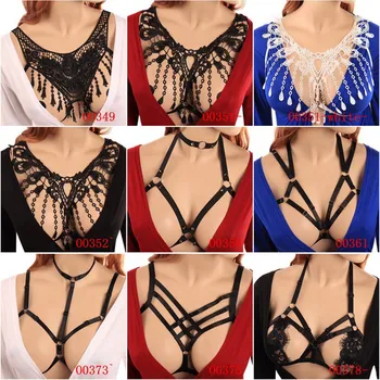 

Sexy Harness Women Gothic Elastic Cage Crop Top Bra Erotic Lingerie Lace Halter Strappy Hollow Bra Bustier Bandage Body Belt