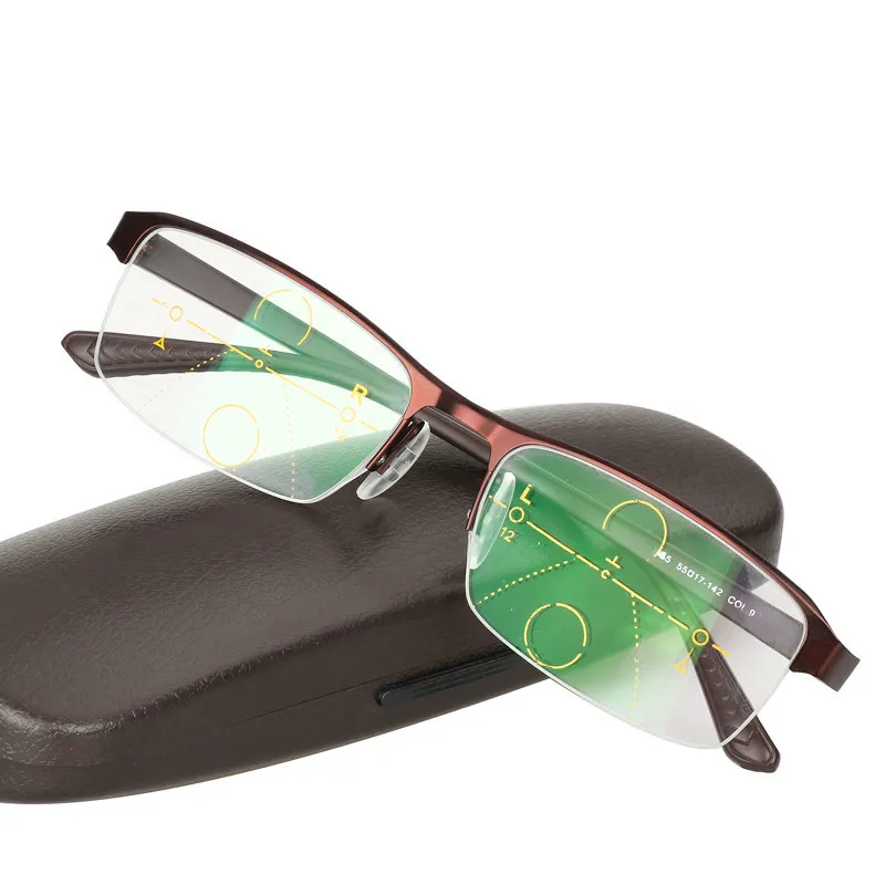  2019 Transition Sun Photochromic Reading Glasses Men adjustable vision With Multifocal Diopter Prog