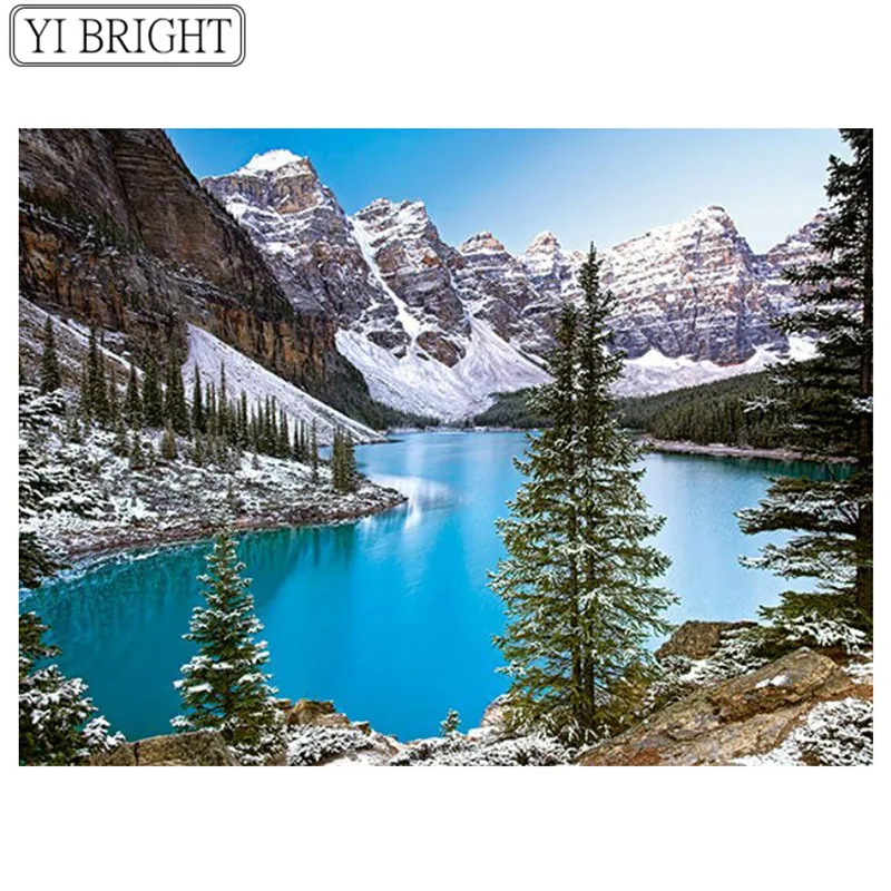 DIY Diamond Embroidery Lakeside 5D Scenery Picture Full Square Rhinestones Needlework Hobby Home Decoration ZH | Дом и сад