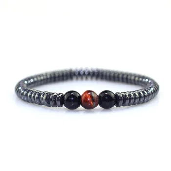 

Bracelet for Women&Men New trendy Simple Hematite Bracelets 50pcs/lot Matte Black Elastic Rope Natural Stone male charm Jewelry