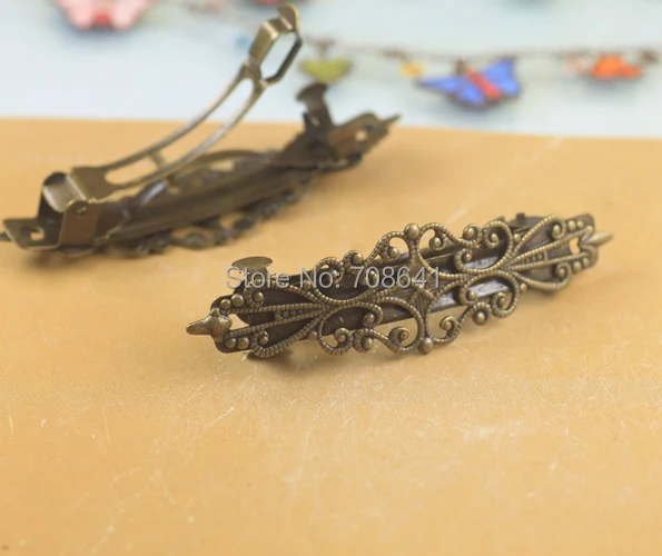 57x15mm Vintage Hairpin French Hair Barrettes Filigree Flower Hair