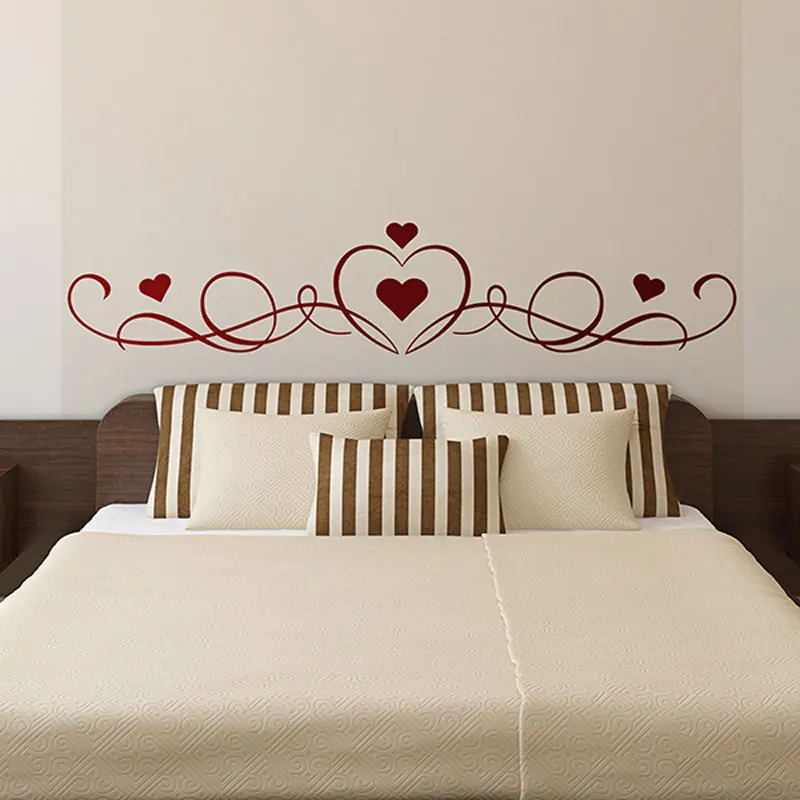 Headboard Heart, Bedroom Bedhead Wall Decal,large Nursery Vinyl Stickers, Living Room Wall Art Decal, Flourish Murals DIY BD01