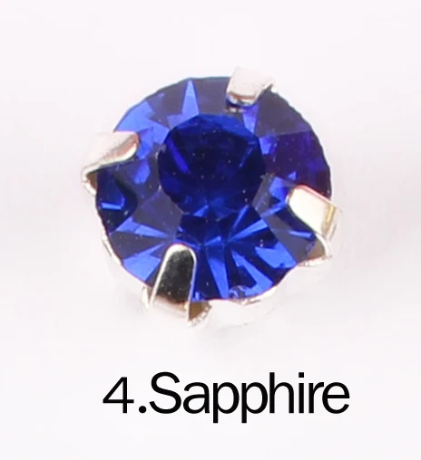 30 цветов, 4 мм-8 мм, пришивные стразы, серебристые Стразы с кристаллами, для полного платья - Цвет: 4. Sapphire