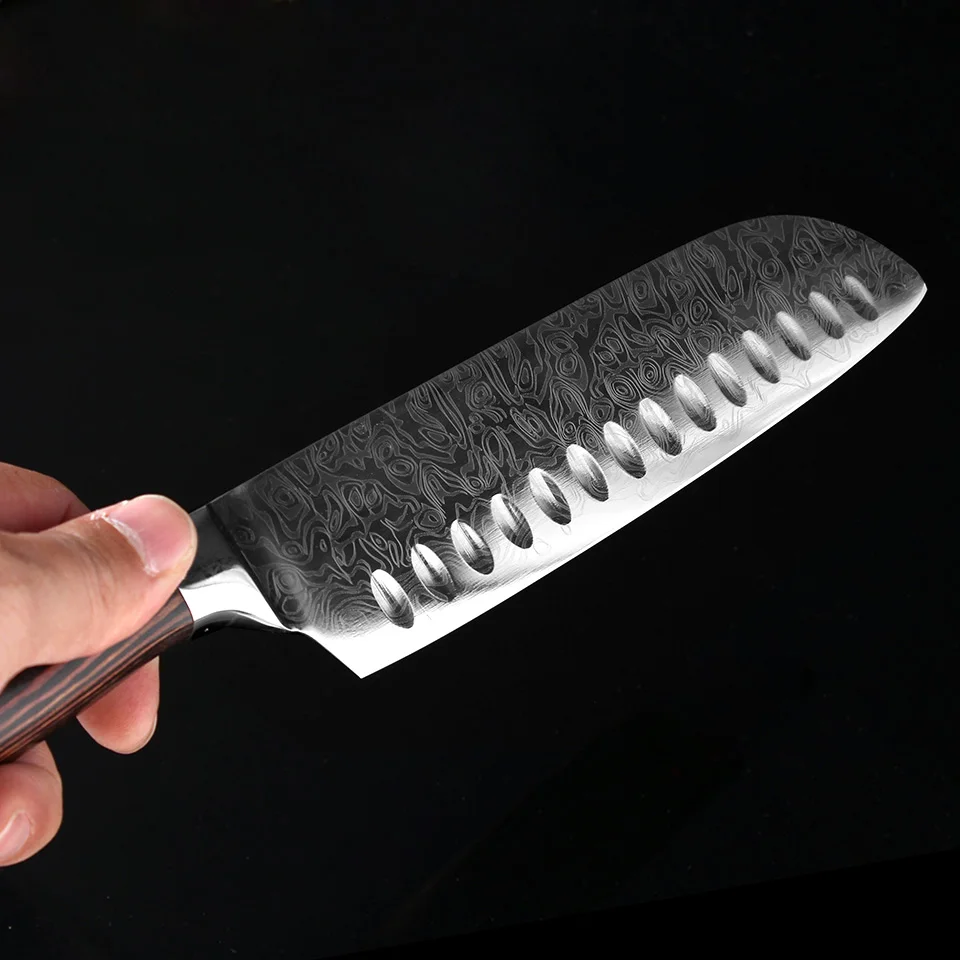 XITUO " дюймовый кухонный мастер японский нож сантоку Pakka Деревянный семейный подарок антипригарный нож для нарезки мяса инструменты 7Cr17Mov