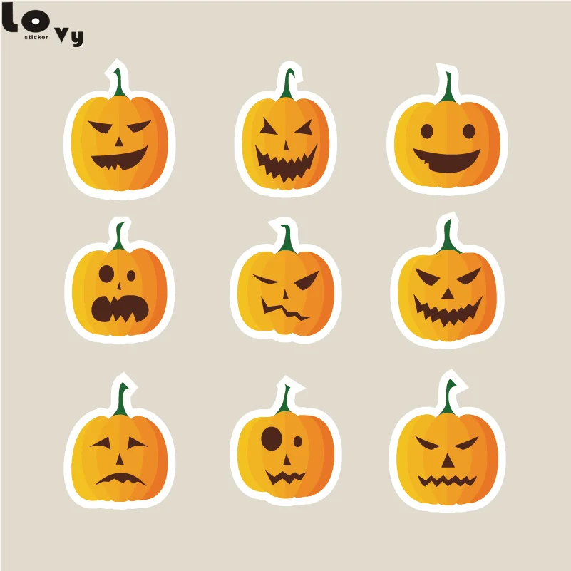 Creative Happy Halloween Printed Pumpkins Wall Stickers Funny Halloween
