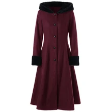Wisalo, новинка, модное осенне-зимнее теплое пальто для женщин, повседневное, длинный рукав, на шнуровке, Удлиненное пальто с капюшоном, готический воротник из искусственного меха