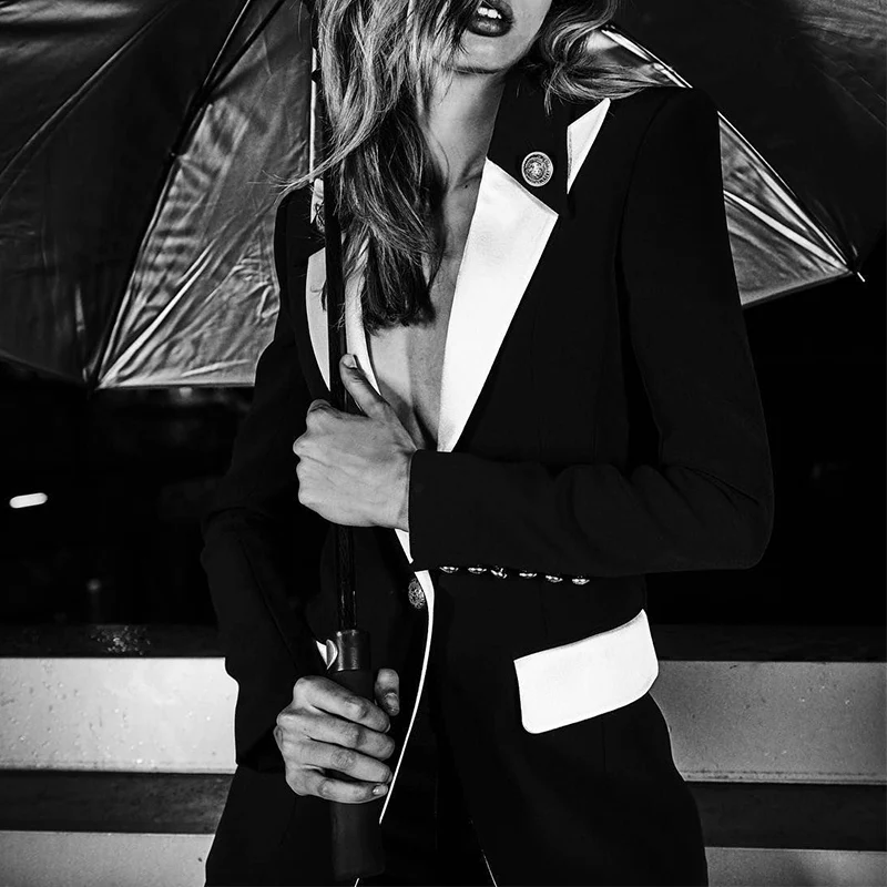 

Ocstrade Summer Sexy Blazer 2019 New Fashion Elegant Black and White Plus Size Blazer for Women Blazers and Jackets