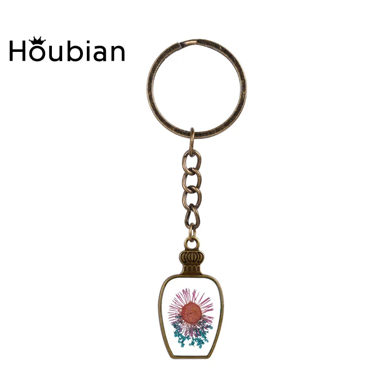 new Water bottle Keychain pendant long Keychain glass dried flower