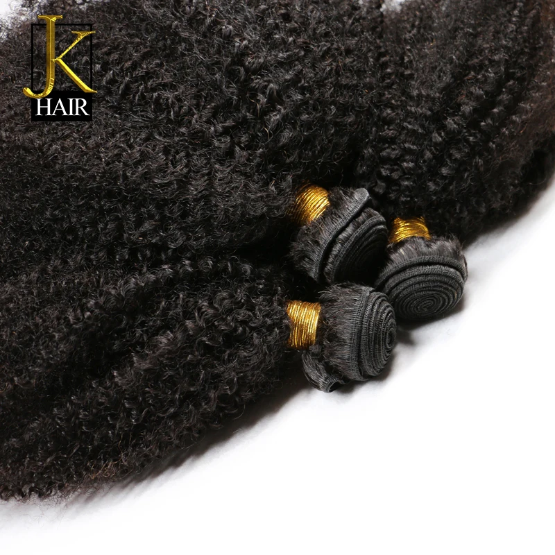 Афро кудрявые вьющиеся переплетения человеческие волосы пучки Remy для наращивания волос наращивание натуральный черный с не Сплит конец JK