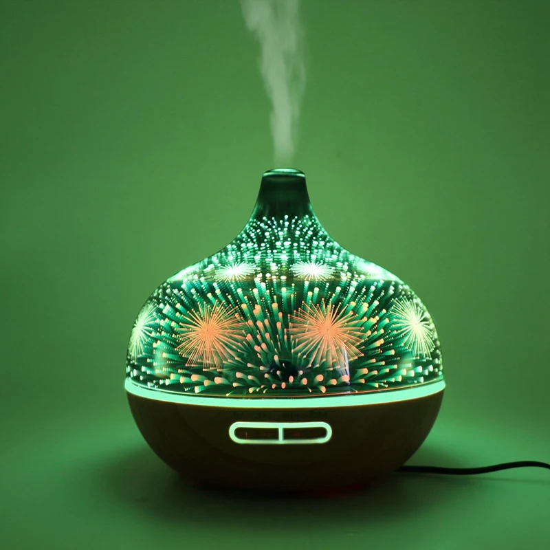 3D пожарный стеклянный увлажнитель воздуха с Night Led ночник Арома эфирные масла диффузор ультразвуковой парогенератор увлажнитель