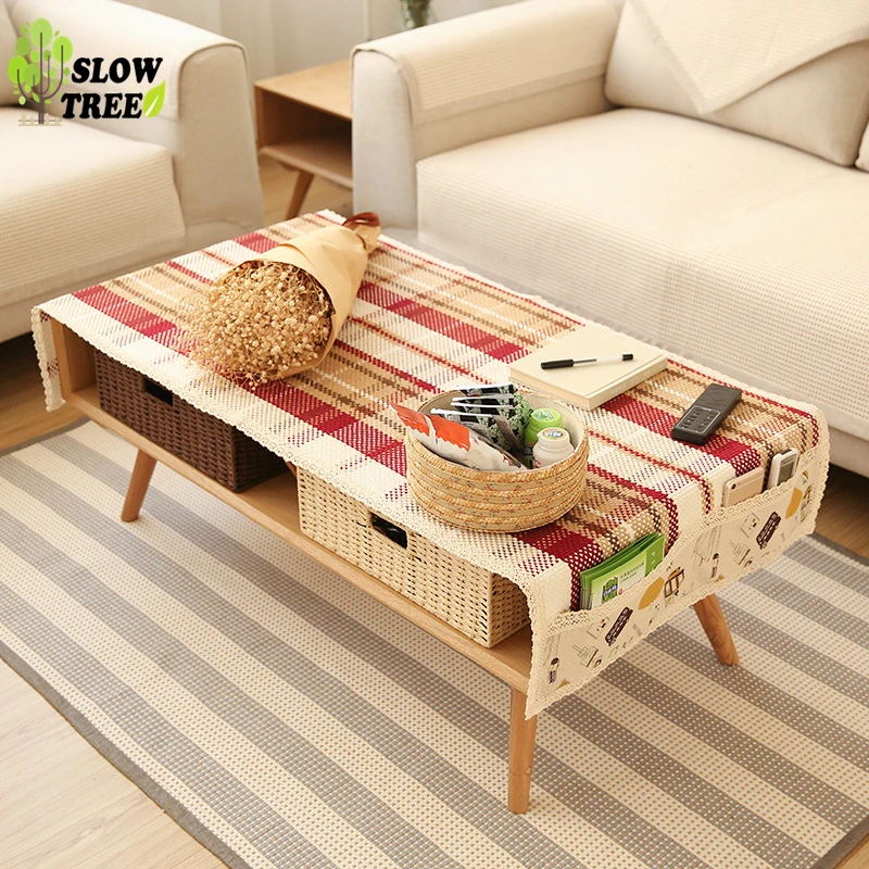 

Slow Tree Coffee Tablecloth Oilproof Cotton and Linen Woven Multi-function Living Room Decoration Table TV Refrigerator Cover