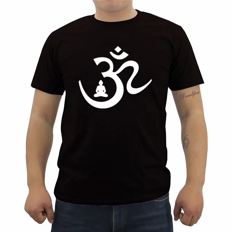 

OM Symbol Buddha Meditation Buddhism Print T Shirt Men Casual Short Sleeve Tee Tops Man Summer Brand Clothing