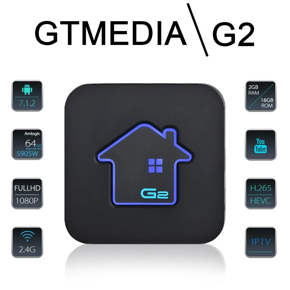 

GTmedia G2 satellite decoder S905W Android 7.1.2 FULL HD 1080P 2.4G Built In Wifi support Spain Brazil IPTV Netflix Set Top Box