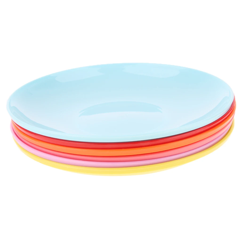 6Pcs Outdoor Camping Cooking Picnic Dishes Round Portable Stackable Plates 6.5inch for Travel Camping Picnic BBQ Fishing