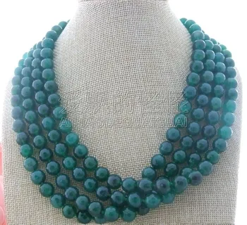 

N012009 20" 4 Strands Green Round Faceted Necklace