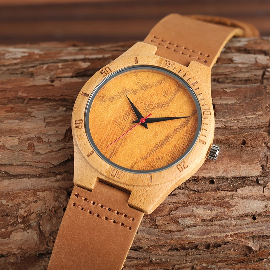 Casual Natural Mens Bamboo Wood Watches Minimalist Genuine Leather Quartz Wristwatch Male Creative Clock with Gifts Bag Relogios 2018 (11)