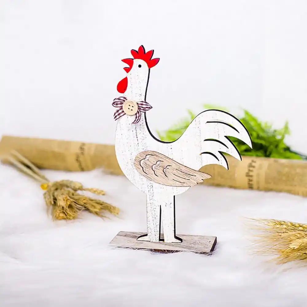 Estilo nórdico decorações de páscoa de madeira galo formas de galinha para casa ornamentos de brinquedo de madeira quarto decoração artesanato presentes @ a