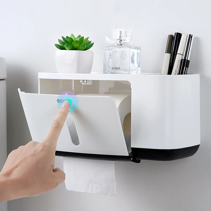 Toilet Paper Holder With Two Storage Waterproof For Toilet Paper Bath Kitchen Toilet Roll Holder Not Drilling Paper Towel Holder Toilet Paper Holder With Two Storage Waterproof For Toilet Paper Bath Kitchen Toilet Roll Holder Not Drilling Paper Towel Holder