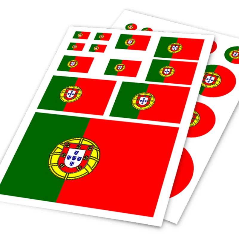 

A4 Sheet Portugal Flag Colored Print Car Styling Hellaflush Sticker Auto Motorcycle Bike Laptop Skateboard Ipad Phone DIY Decals