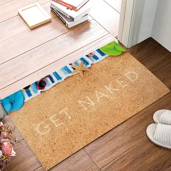 

Get Naked - Summer Beach Theme Sandals Door Mats Kitchen Floor Bath Entrance Rug Mat Absorbent Indoor Bathroom