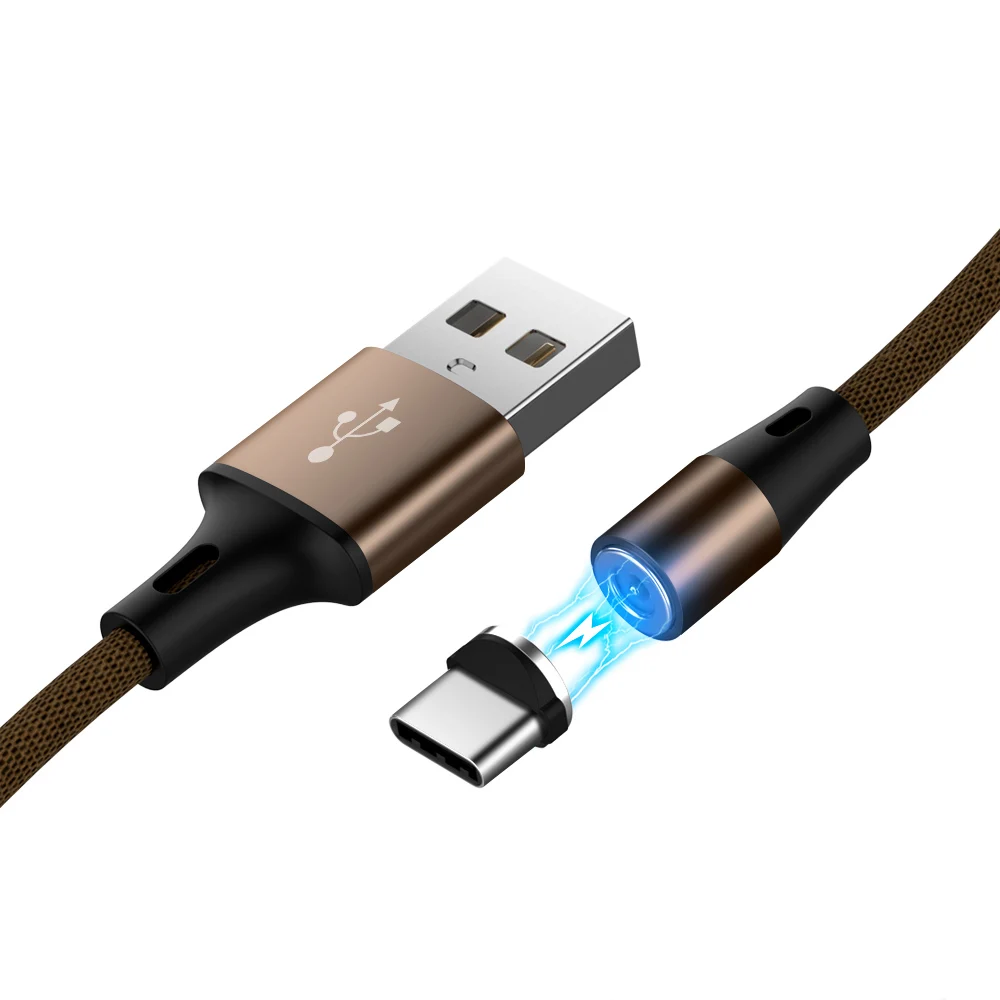 Магнитный usb-кабель для зарядки 1,2 м кабель для быстрой зарядки Micro usb кабель мобильного телефона кабель USB type C Магнитный зарядный кабель для передачи данных - Цвет: Коричневый