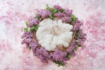 

HUAYI Newborns portraits backdrop Purple garland on pink flowers photoshoot photophone Background studio photocall props LW-1202