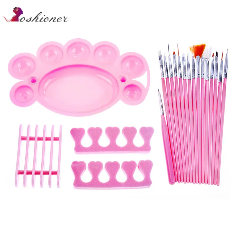 

15pcs Nail Art Decorations Brush Set Tools DIY Painting Pen Nail Tools Pen Holder Color Palette Toe Cotton Paint Set