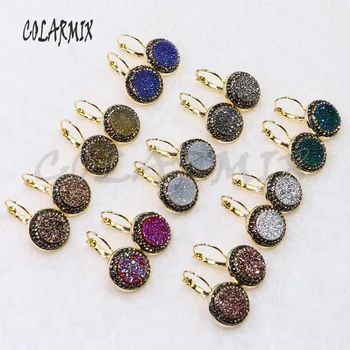 

10 pairs druzy earrings hook earrings immitation druzy wholesale jewelry gems jewelry for women 7016