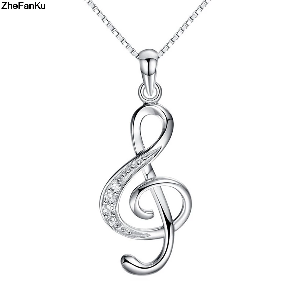 

Without chain Silver Color Treble Clef Necklace Music symbol G Clef Necklace Snake chain Music Note Pendant for Girls