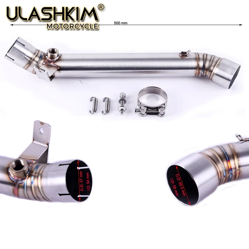 

Motorcycle Exhaust Escape Muffler Round Middle Link Slip on Pipe For Kawasaki ZX10R ZX-10R 2015 2016 2017