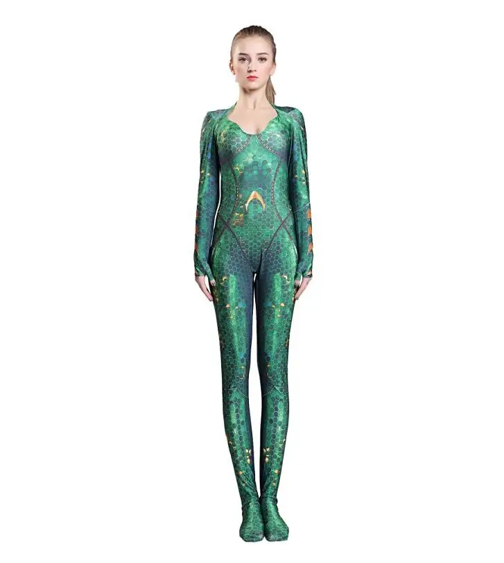 Новинка 2018 года Quinn Mera косплэй костюм 3D принт queen Mera Лига Справедливости костюмы Zentai Аквамен супергероя боди
