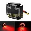 Motorrad Malteser LED Kreuz Rücklicht Bremsleuchte Rücklicht Stop Bremslicht Für Harley Cafe Racer Bobber Chopper Schwarz auf
