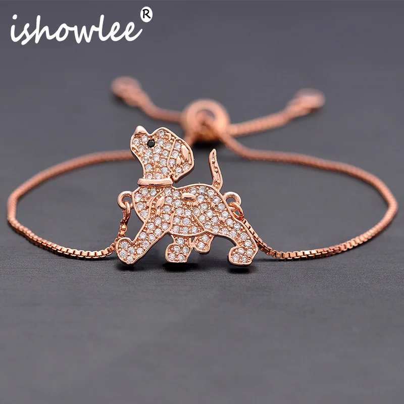 

ISHOWLEE Gold Dog Charm Bracelets for Girls Cubic Zircon Cute Friendship Korean Chain Bracelet Femme 2019 Luxury Jewelry slb46