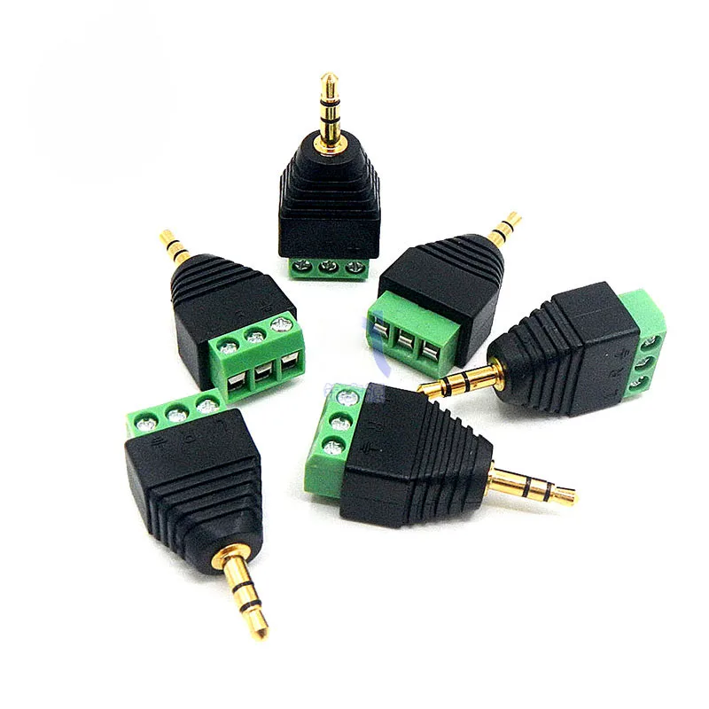 100pcs Jack 3 5mm Stereo Plug Connector Male Back end Screw Wiring Audio Headphone Plug Free Solder Joint Three Sections