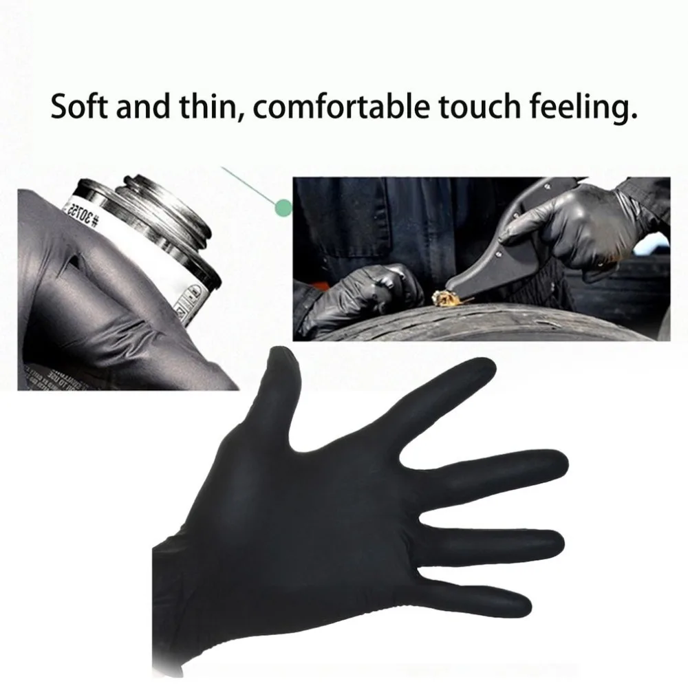 Disposable Black Gloves 100pcs Household Cleaning Washing Gloves Nitrile Laboratory Nail Art Medical Tattoo Anti-Static Gloves