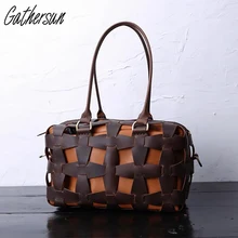 Gathersun, фирменный дизайн, высокое качество, полностью ручная работа, натуральная кожа, женская сумка из воловьей кожи, Женская винтажная сумка