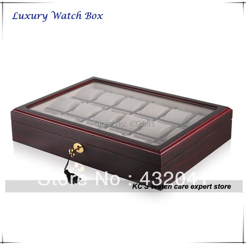 High Quality 18 Grid Wood Watch Case Watch Display Show Case Box Storage Organizer Holder GC02