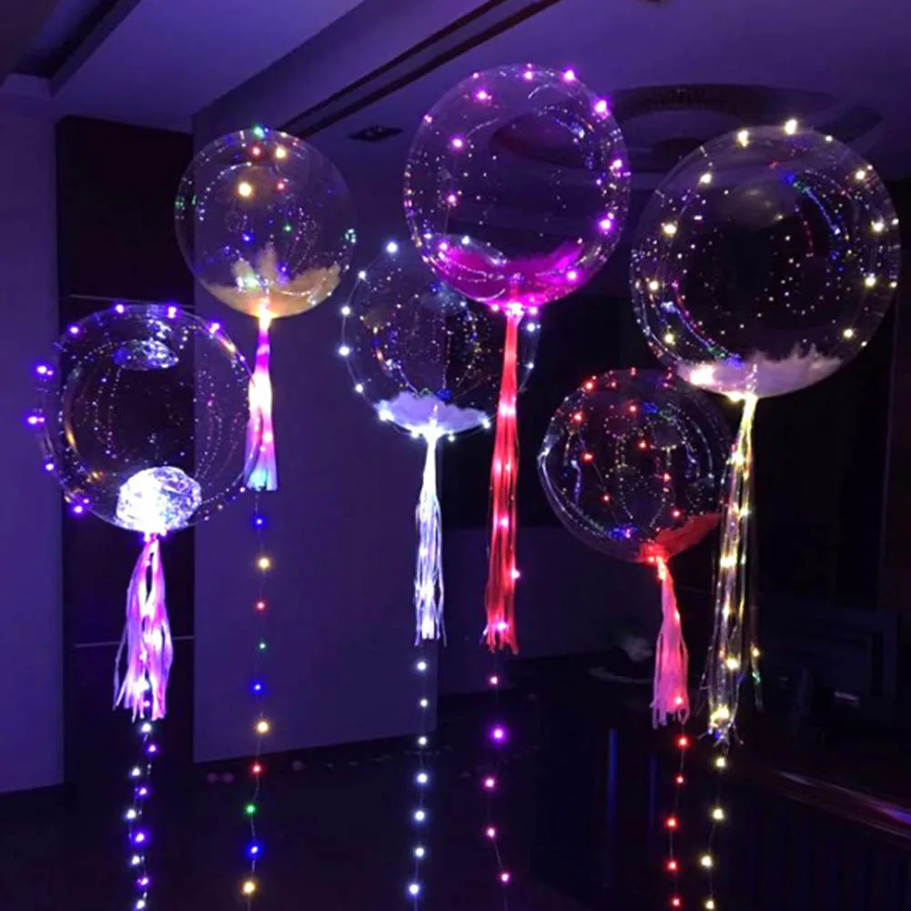

Luminous Led Balloon Colorful Transparent Round Bubble Balloons Glow in the dark Toys Gift