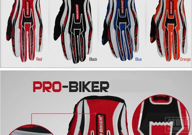 PRO-BIKER, летние мотоциклетные защитные гоночные перчатки, бездорожье, полный палец, рыцарские перчатки для езды на мотоцикле