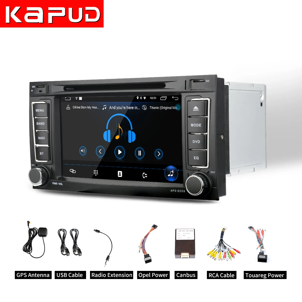 Top Kapud Car DVD Player with Buttons Touch Screen Stereo GPS Navi For Volkswagen Touarg with BT/MIC/DAB/OBD/Mirror Link 2