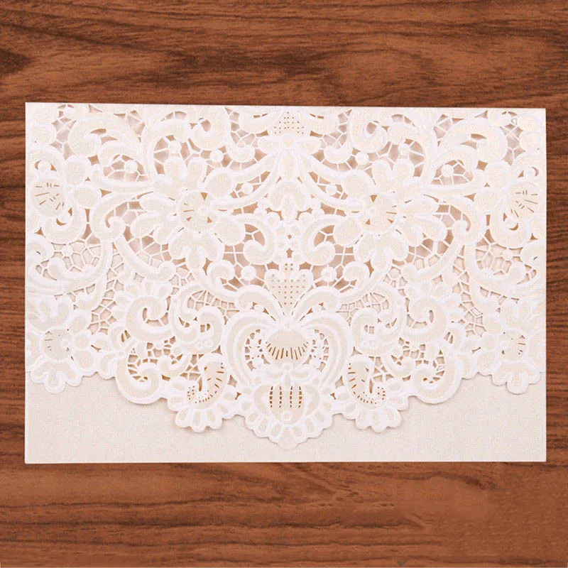  Lovely Romantic Birthday Wedding Invitation Cards Free Envelopes with Blank Lace Floral XH8Z - 33014061971