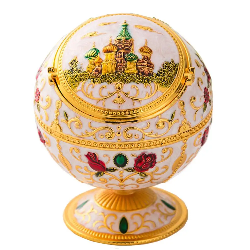 Portable Mini Ashtray Metal Round Ball Stamped Pattern Gift Decoration Alinory Decoration 1