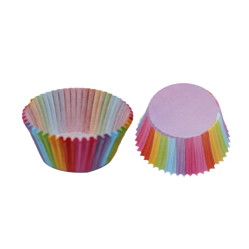 

100Pcs Rainbow Color Foil Paper Cupcake Baking Mold Muffin Cases Mould Pastry Cup Kid Children Party Round Shape Decorating Tool