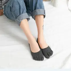 Летние хлопковые Для мужчин пять пальцев носков невидимые, Нескользящие дышащие носки короткие носки однотонные носки-башмачки