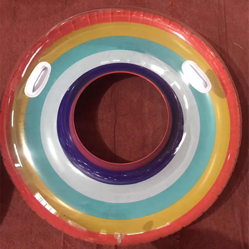 120 см гигантские надувные Радуга плавание кольцо с ручкой бассейна для взрослых детей воды Плавающие для отдыха и вечеринок игрушки Piscina