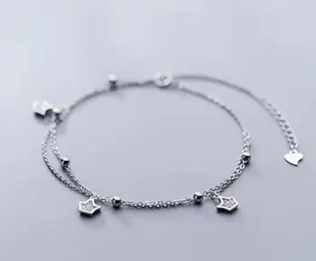

Authentic REAL. 925 Sterling Silver Crown Princess Zirconia AAA+ stone set &Lucky Beads Anklet Bracelet GTLS789