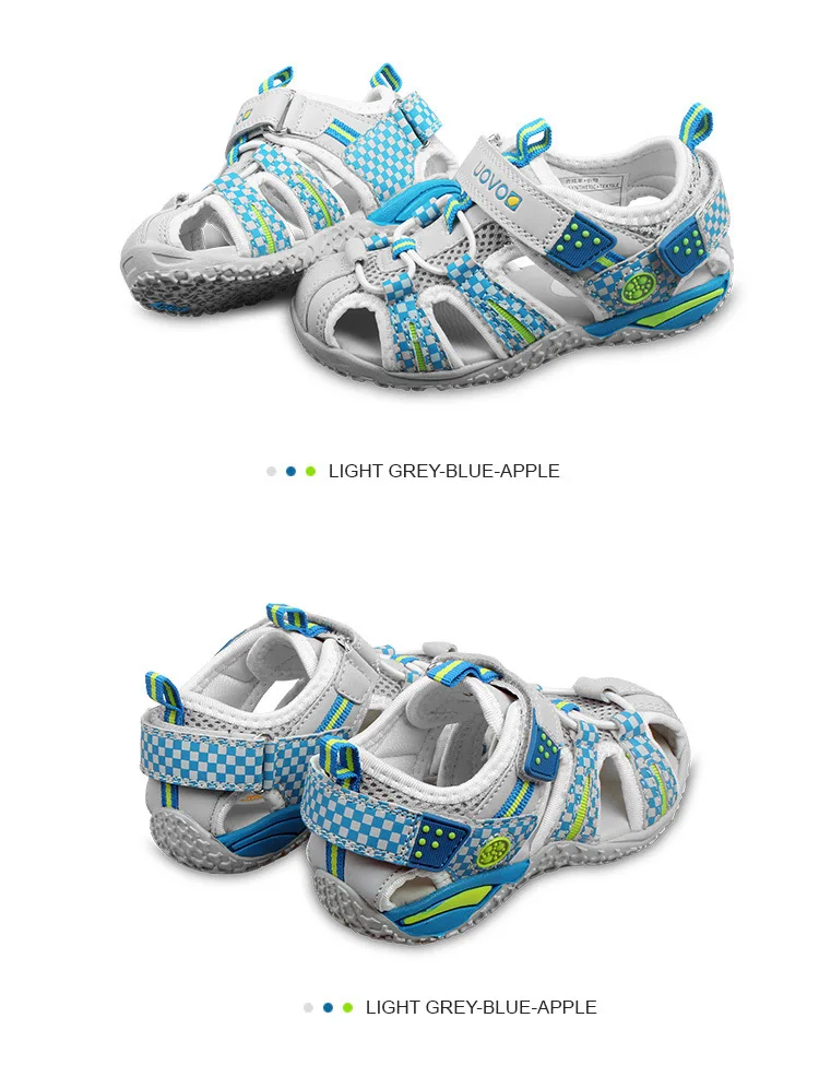 UOVO 2018 летняя детская обувь модные детские сандалии для мальчиков и крючки для девочек-и-петля с вырезами Летние Пляжные Сандалии Размер 26