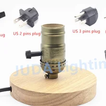 Edison старинная деревянная база E26 e27 патрон лампы с ЕС США Французский штекер диммер переключатель вкл./выкл. И кабель для светодиодной настольной лампы