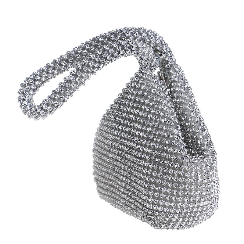  GLOIG New Arrival Soft Women Evening Bags Rhinestones Small Day Clutches Silver Black Gold Crystal  - 32916306454