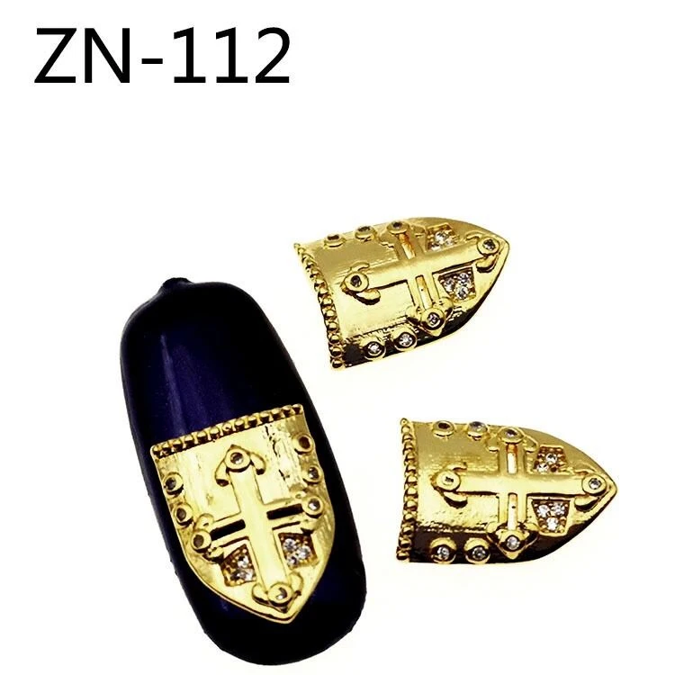 Очаровательные 3D украшения для дизайна ногтей, металлический сплав, блестящий циркон, кристалл, золотой цвет, ювелирные изделия, китайский традиционный дизайн, аксессуар на удачу - Цвет: ZN112-5pcs